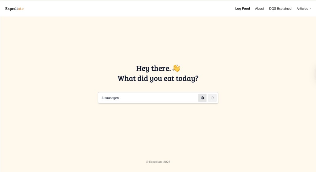 Expediate log input UI screenshot